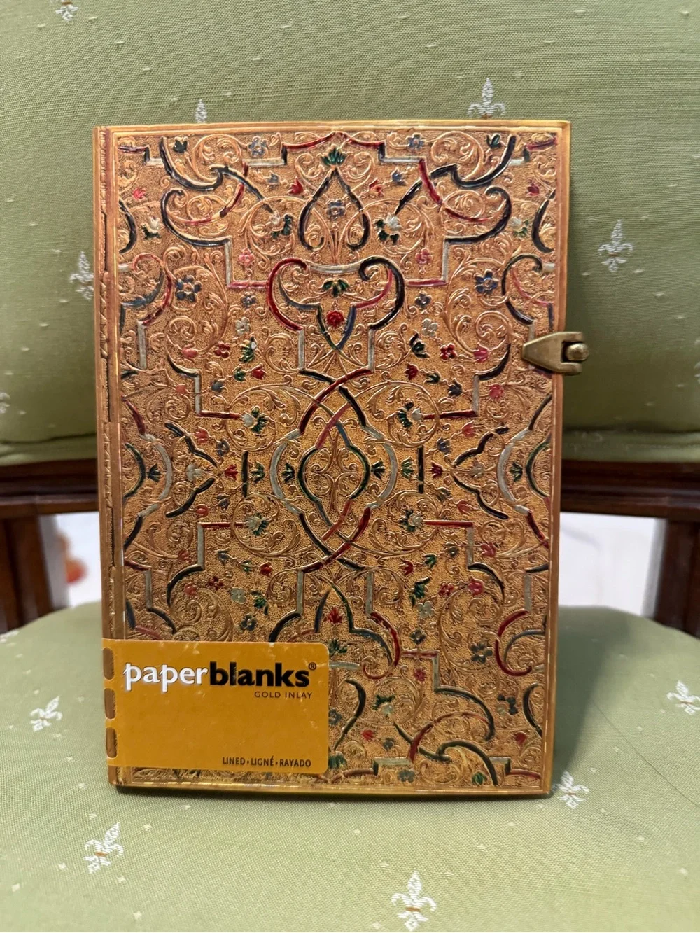 Paperblanks Gold Inlay Ornate Hardcover Journal - Gold with Red & Green Accents